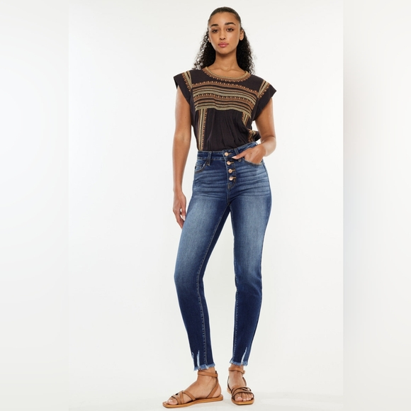 KanCan Women's Skinny Jeans - Dark Blue - Picture 1 of 10